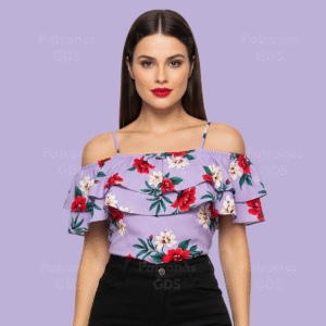 Blusa con vuelos y hombros descubiertos 2160
