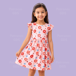Vestido clásico manga de vuelo 3173