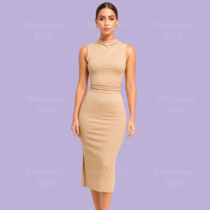 Vestido Cuello y cintura drapeado 3200