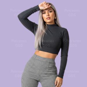 Blusa crop top manga larga - 2079